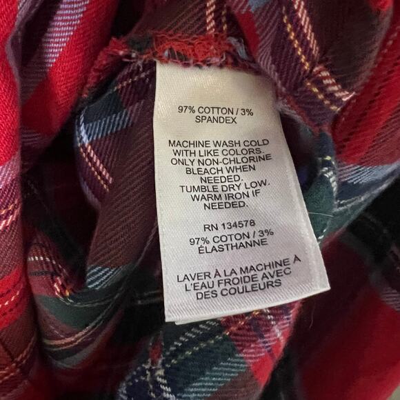 Vineyard Vines Flannel Red Plaid Tartan Shirt Women’s Sz 4 Festive Holiday - Picture 8 of 12
